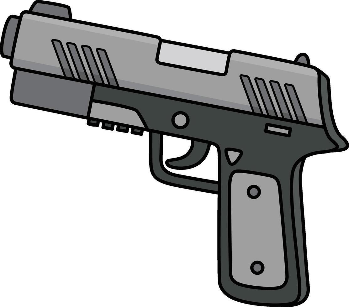 Police Officer Hand Gun Cartoon Colored Clipart vector