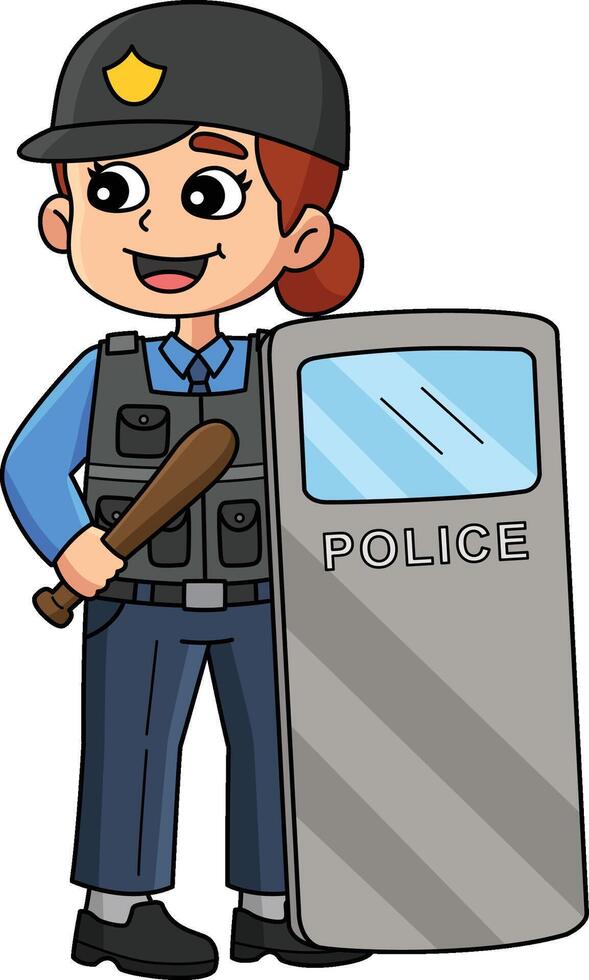 Police Officer in Full Gear Cartoon Colored vector