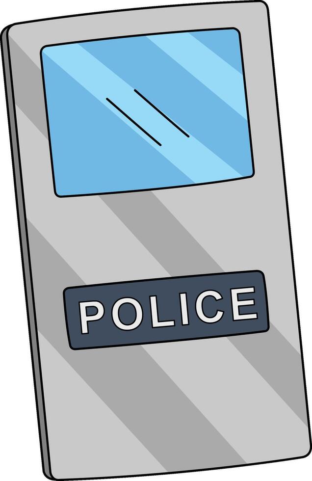 Police Riot Shield Cartoon Colored Clipart vector