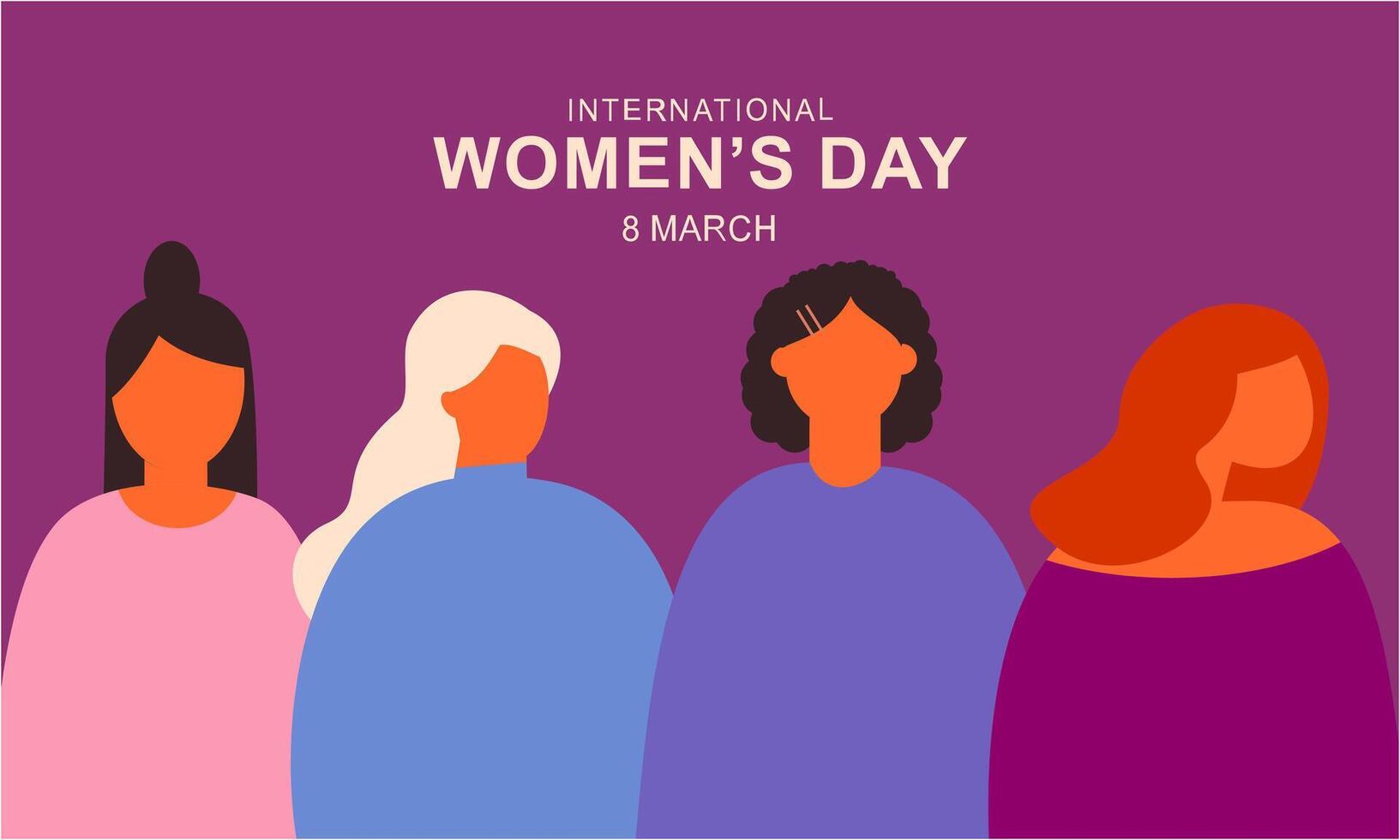 internacional mujer día. hembra diverso caras de diferente etnia póster vector