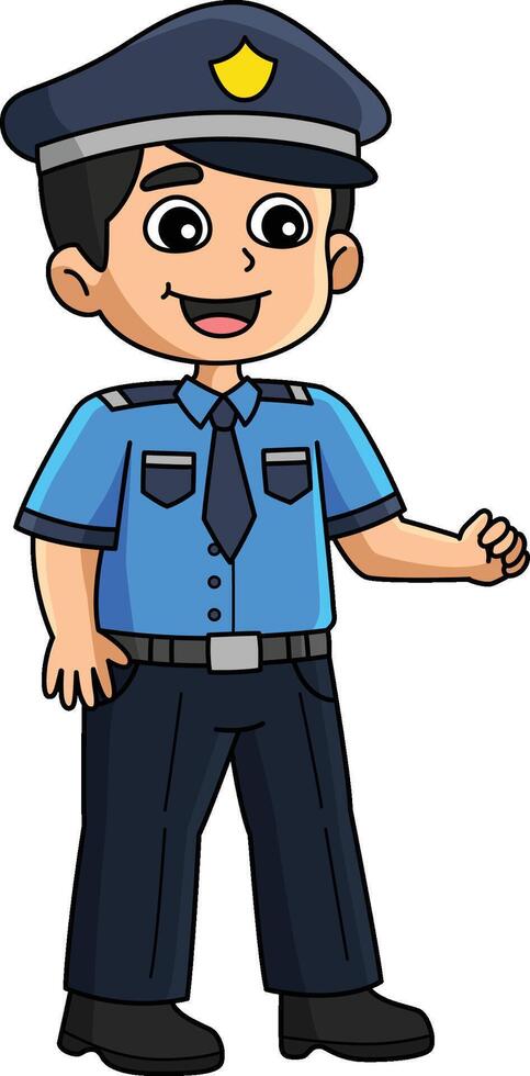Happy Policeman Cartoon Colored Clipart vector
