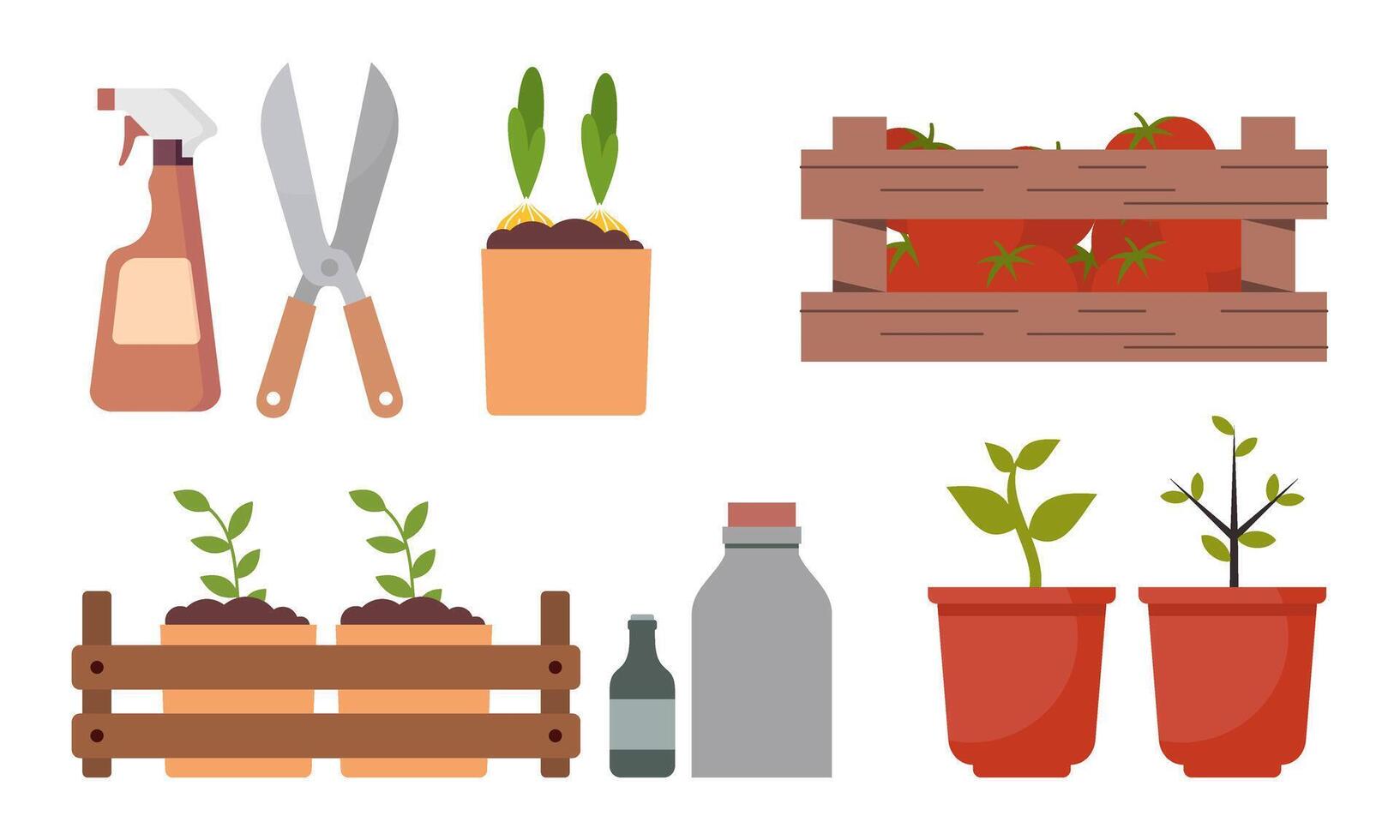 Garden tool vector gardening equipment log