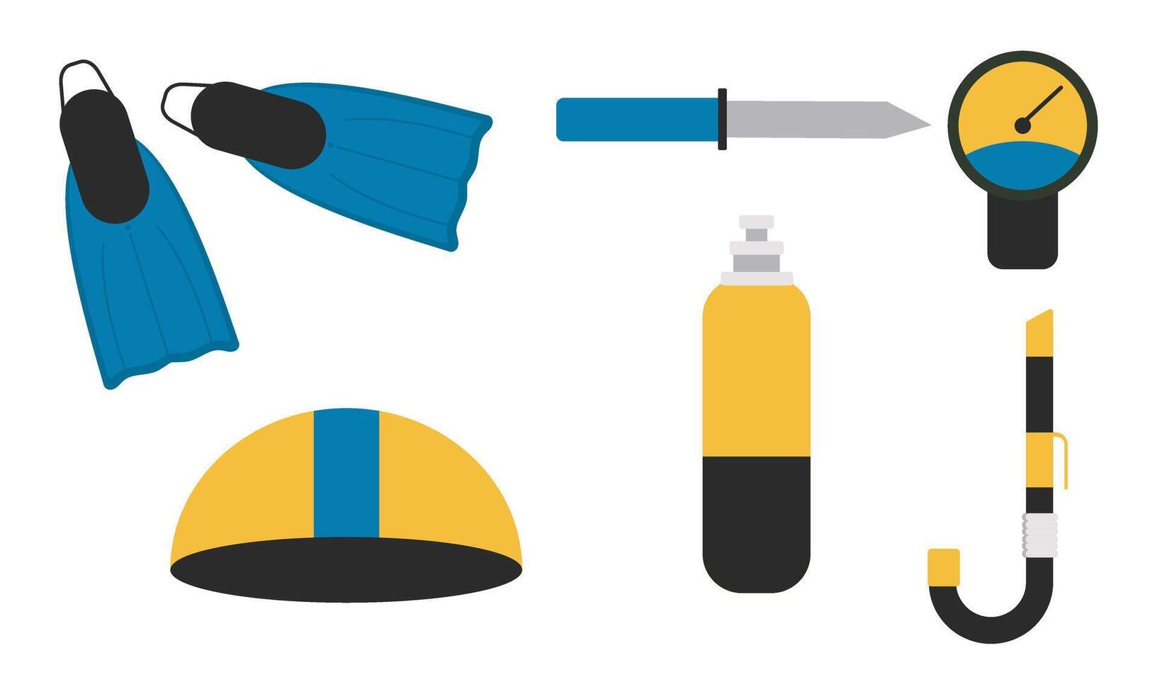 Elements for spearfishing diving underwater protective sea diver equipment vector professional