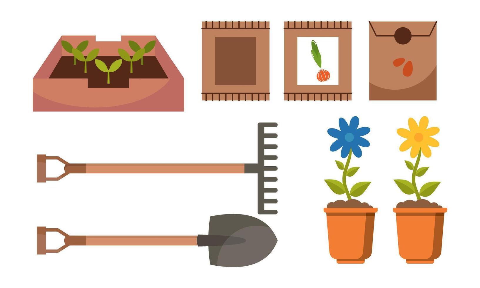 Garden tool vector gardening equipment log