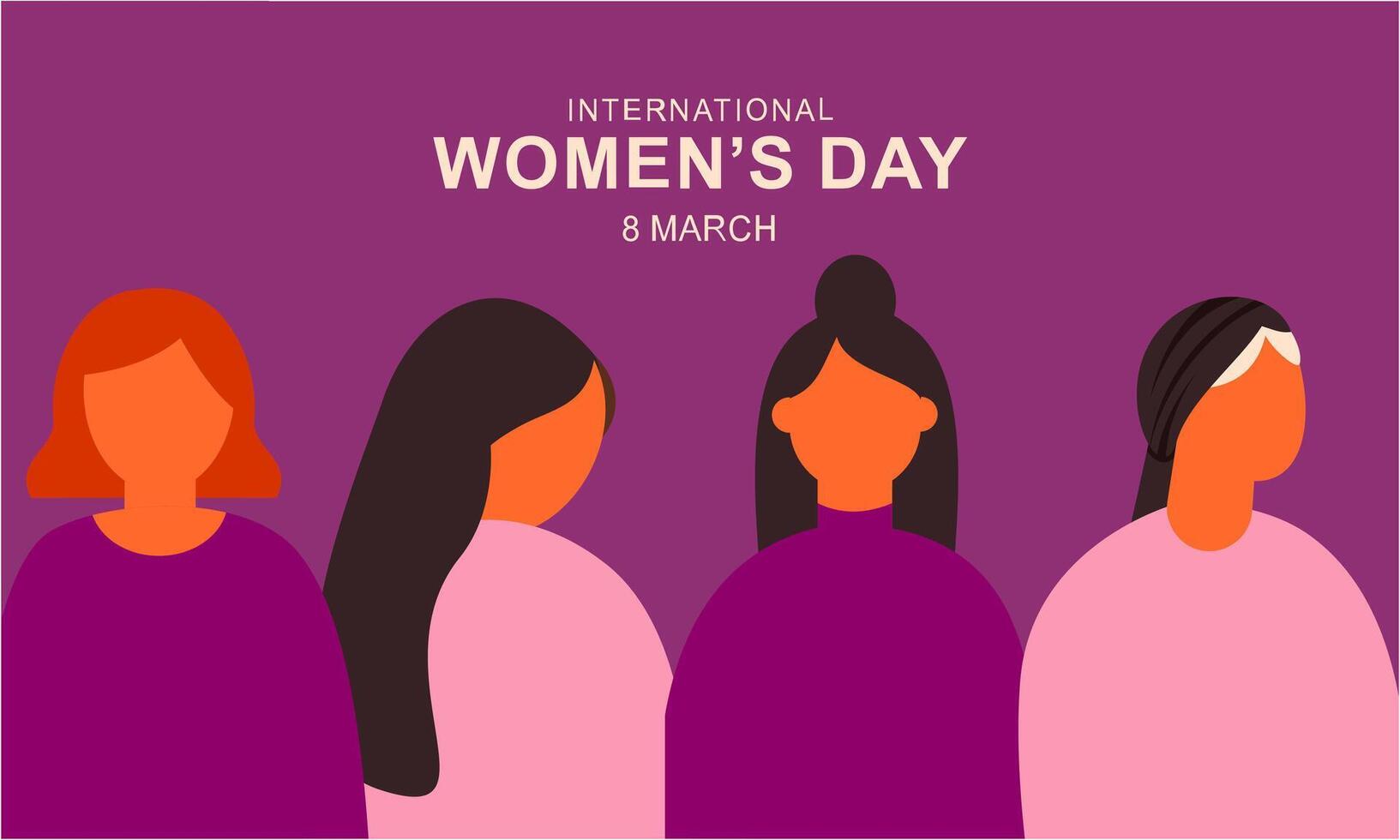 International women day. Female diverse faces of different ethnicity poster vector