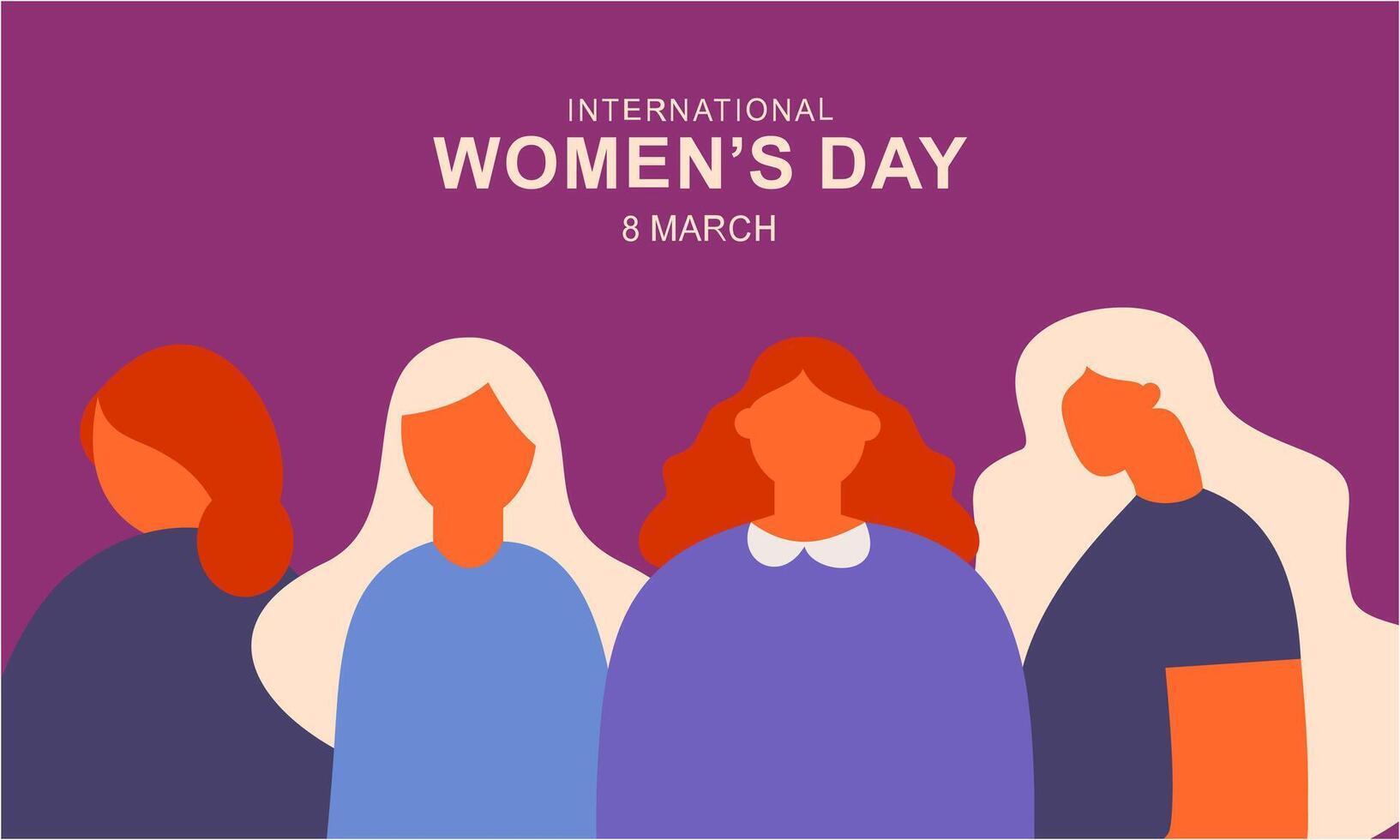 internacional mujer día. hembra diverso caras de diferente etnia póster vector