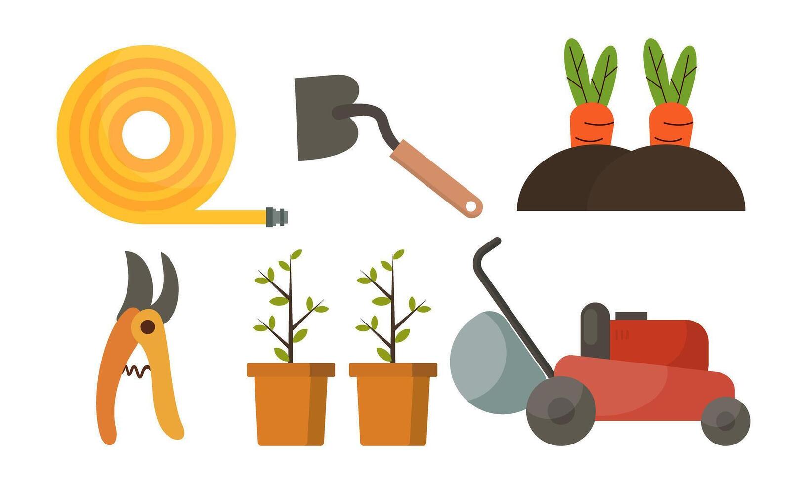 Garden tool vector gardening equipment log