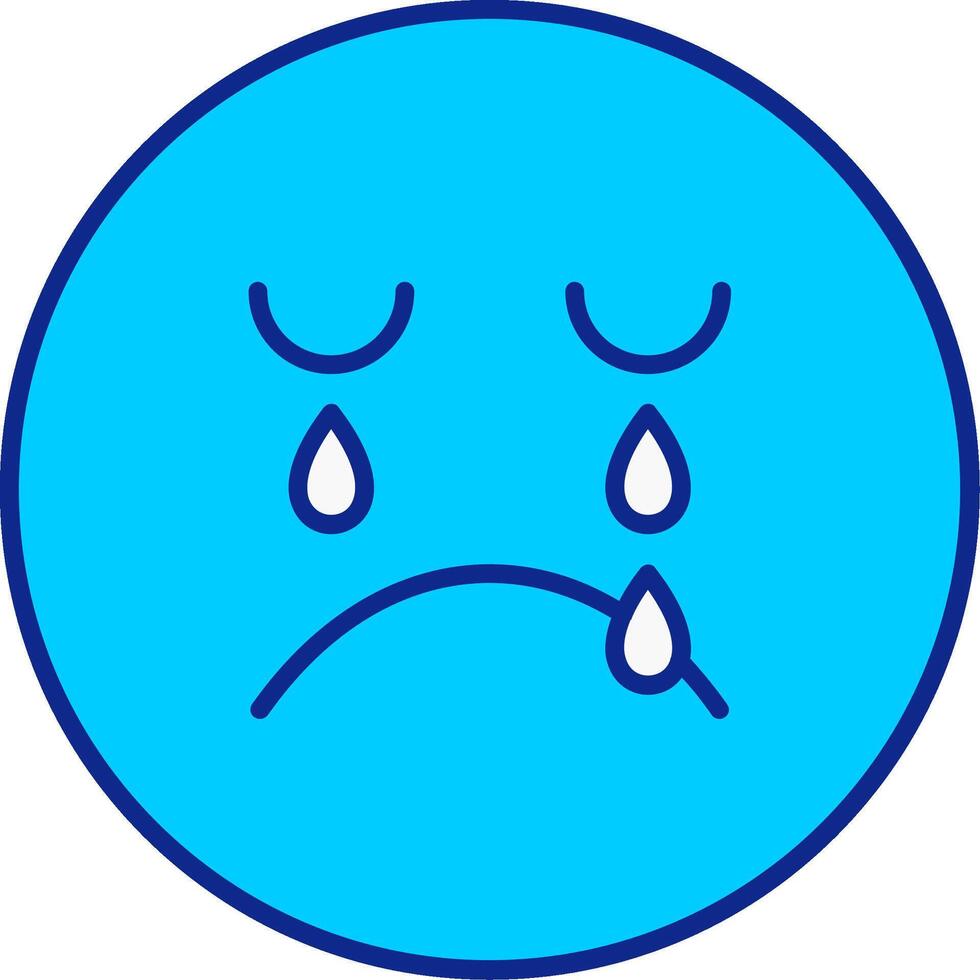 Crying Blue Filled Icon vector