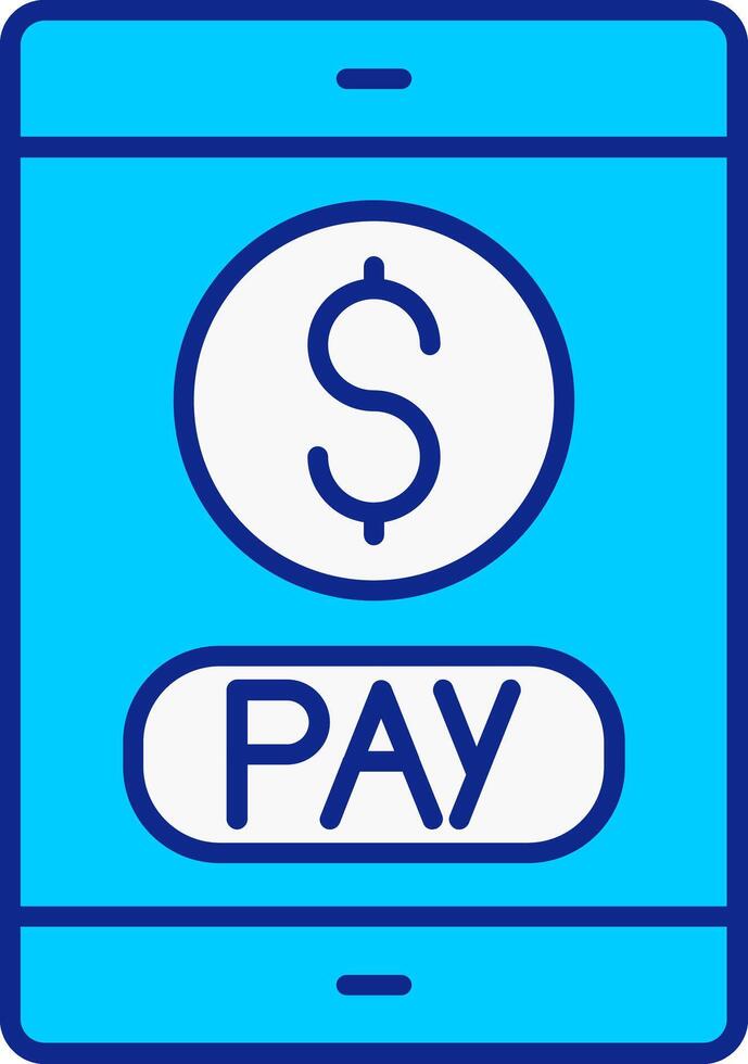 móvil pago azul lleno icono vector