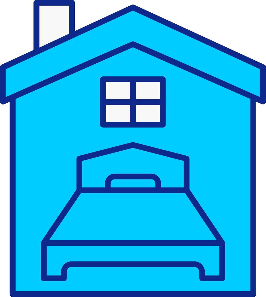 dormitorio azul lleno icono vector