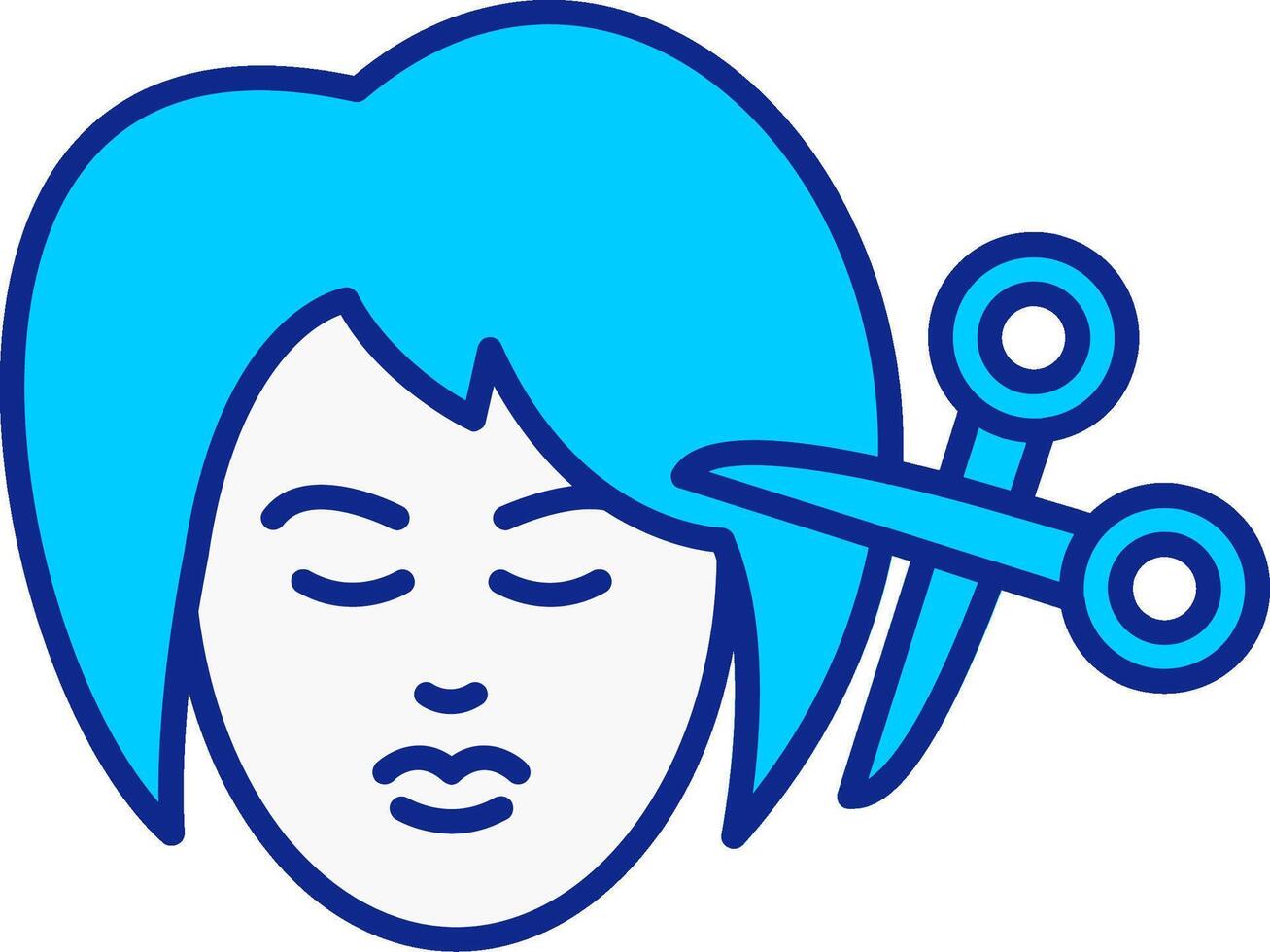 Woman Hair Blue Filled Icon vector