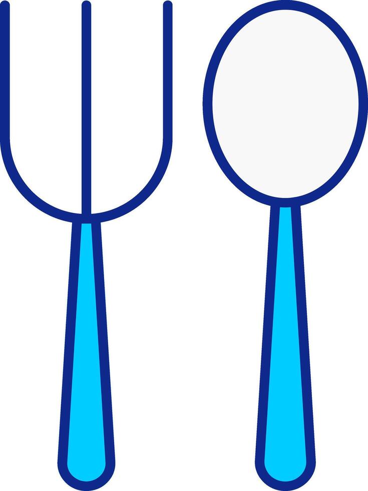 Fork Spoon Blue Filled Icon vector