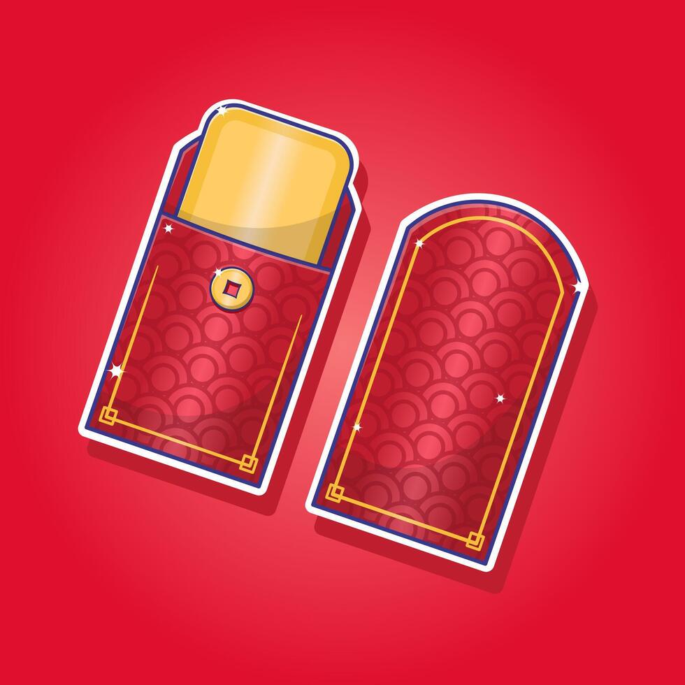 Flat design cartoon vector template of red chinese new year lucky envelope illustrations