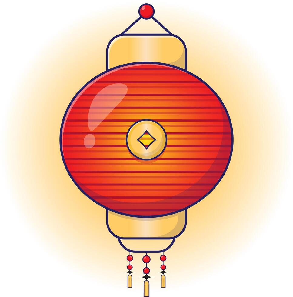 Cartoon vector design of red chinese new year lantern template illustration