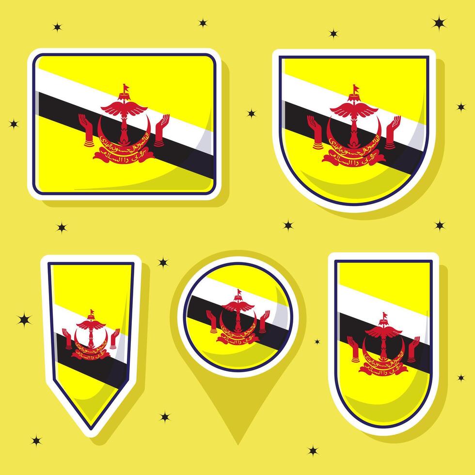 linda dibujos animados vector ilustración haz estado bandera de Brunei darussalam