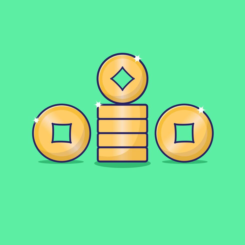 Cute cartoon vector design of golden coins vector illustration