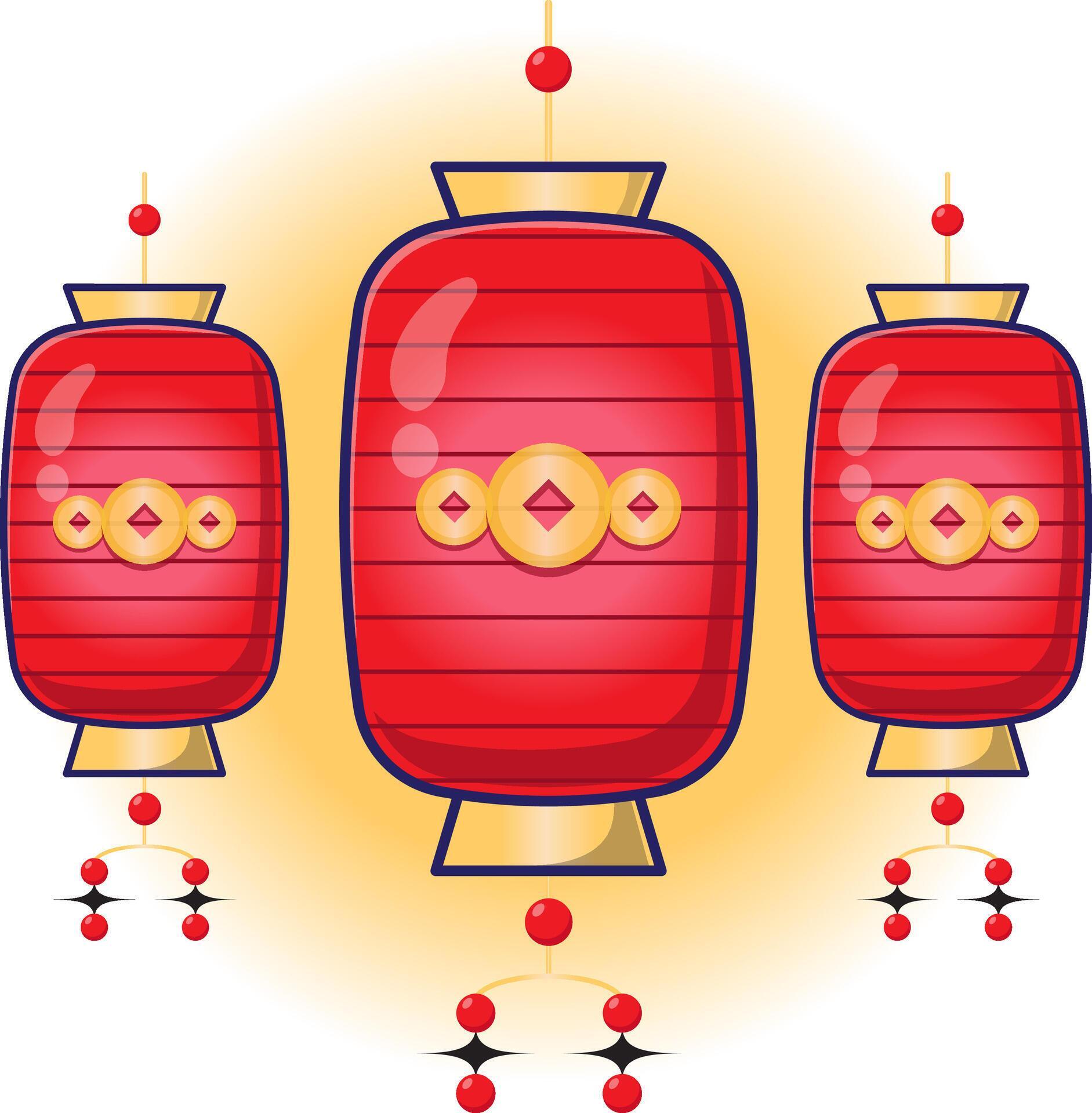 Cute cartoon vector of red chinese new year lantern template Cute cartoon vector of red chinese new year lantern template