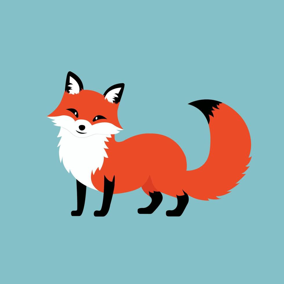 Cute red fox. Flat vector illustration isolated