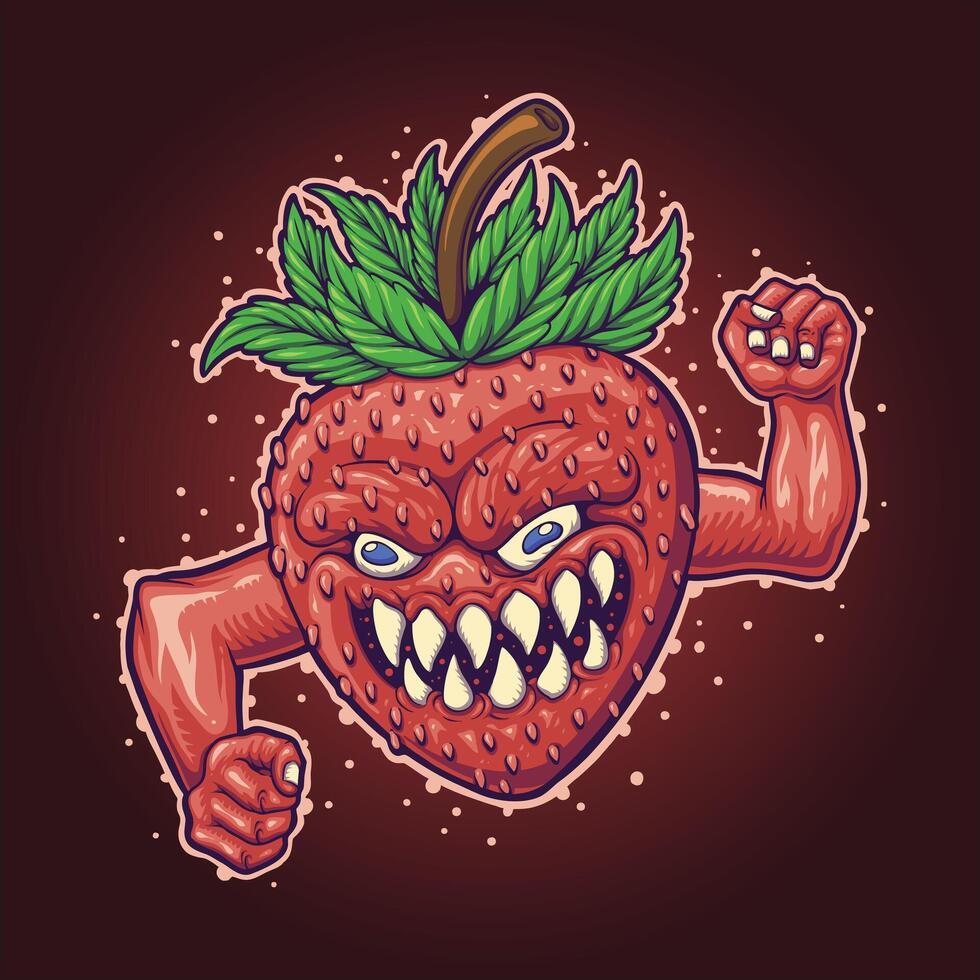 Monster Strawberry Illustration vector