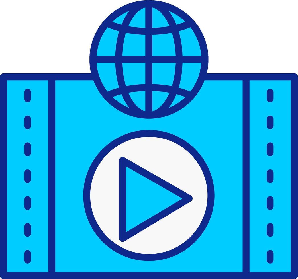 vídeo anuncio azul lleno icono vector