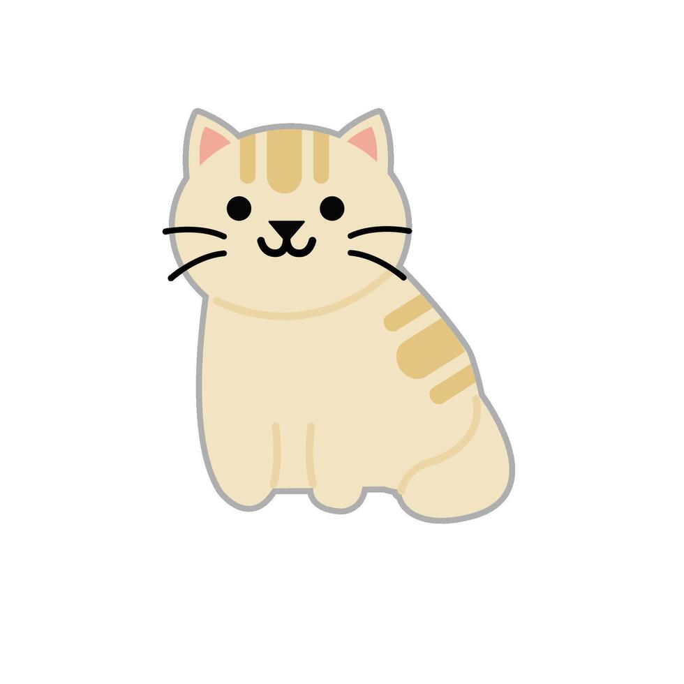 a cartoon cat cute kawaii on a white background vector