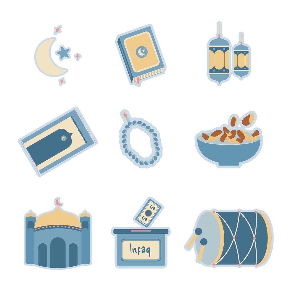 Ramadhan theme vector illustration set clip art