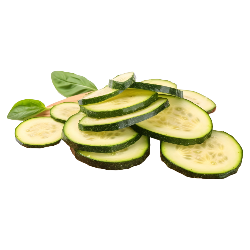 ai gerado pepino fatias com folhas em transparente fundo - ai gerado png