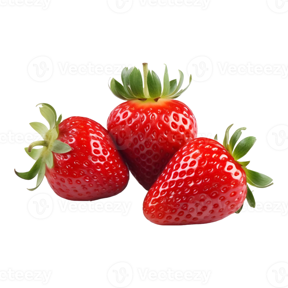 AI generated Strawberries With Leaves on Transparent background - Ai Generated png