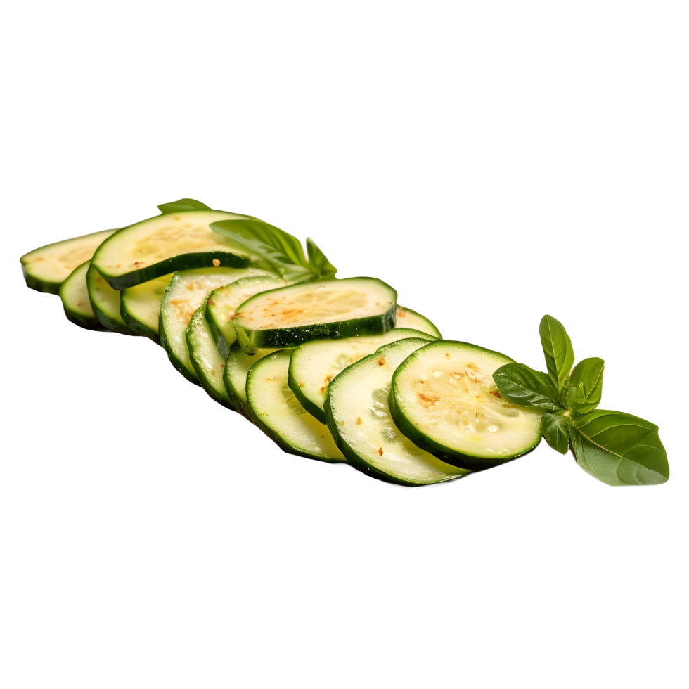 AI generated Cucumber Slices With Leaves on Transparent background - Ai Generated png