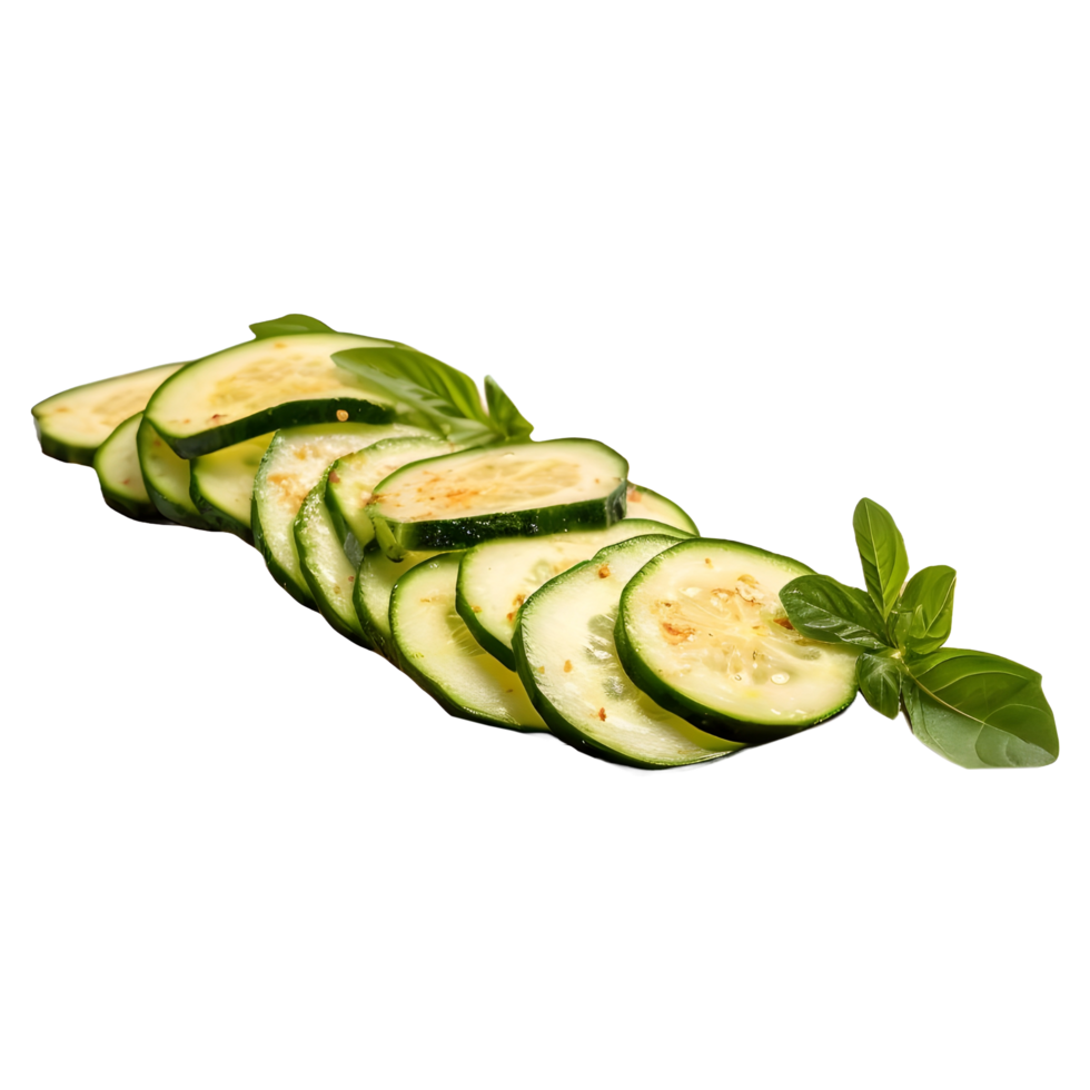 ai gerado pepino fatias com folhas em transparente fundo - ai gerado png