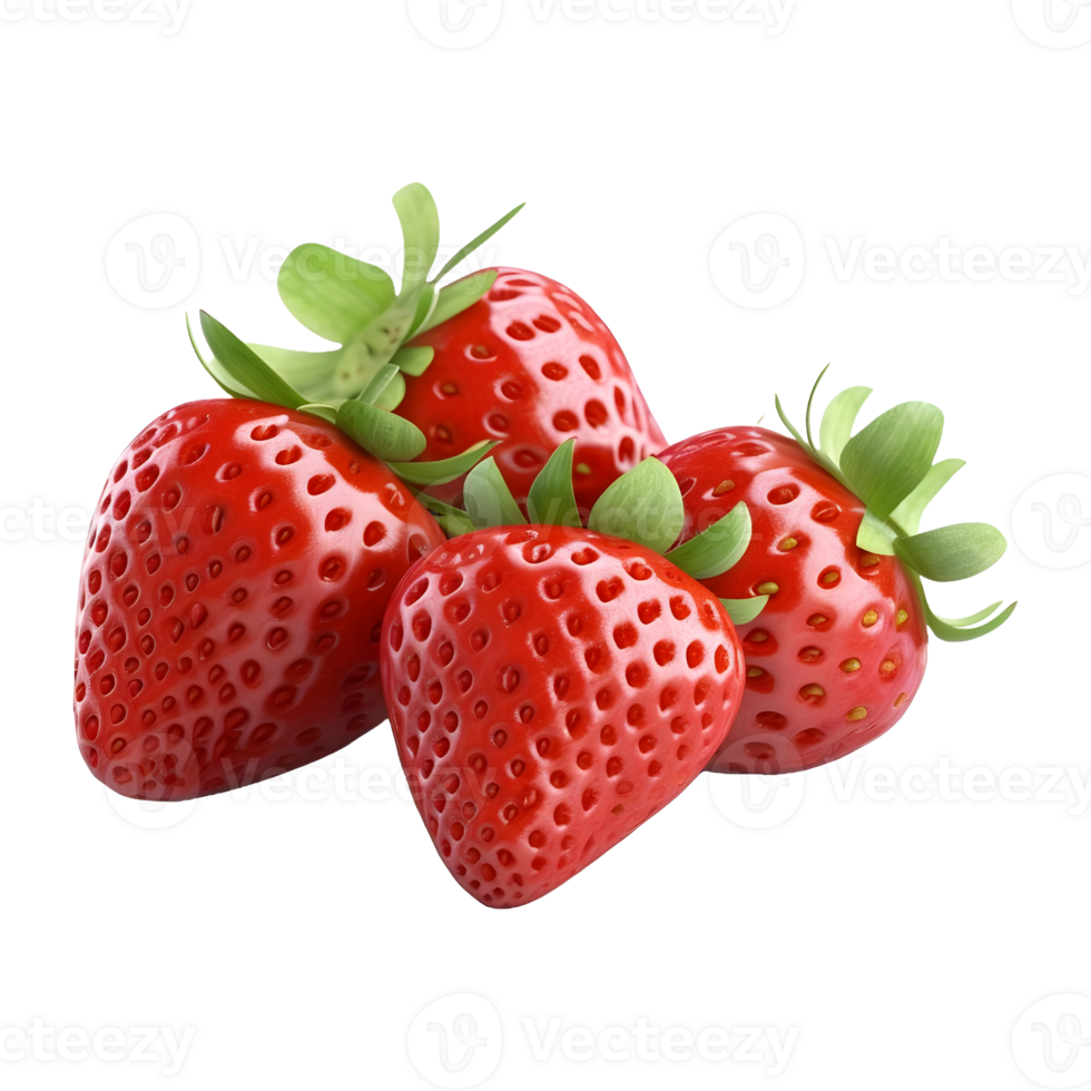 AI generated Strawberries With Leaves on Transparent background - Ai Generated png