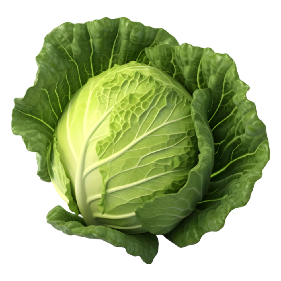 AI generated 3D Rendering of a Green Cabbage on Transparent Background - Ai Generated png