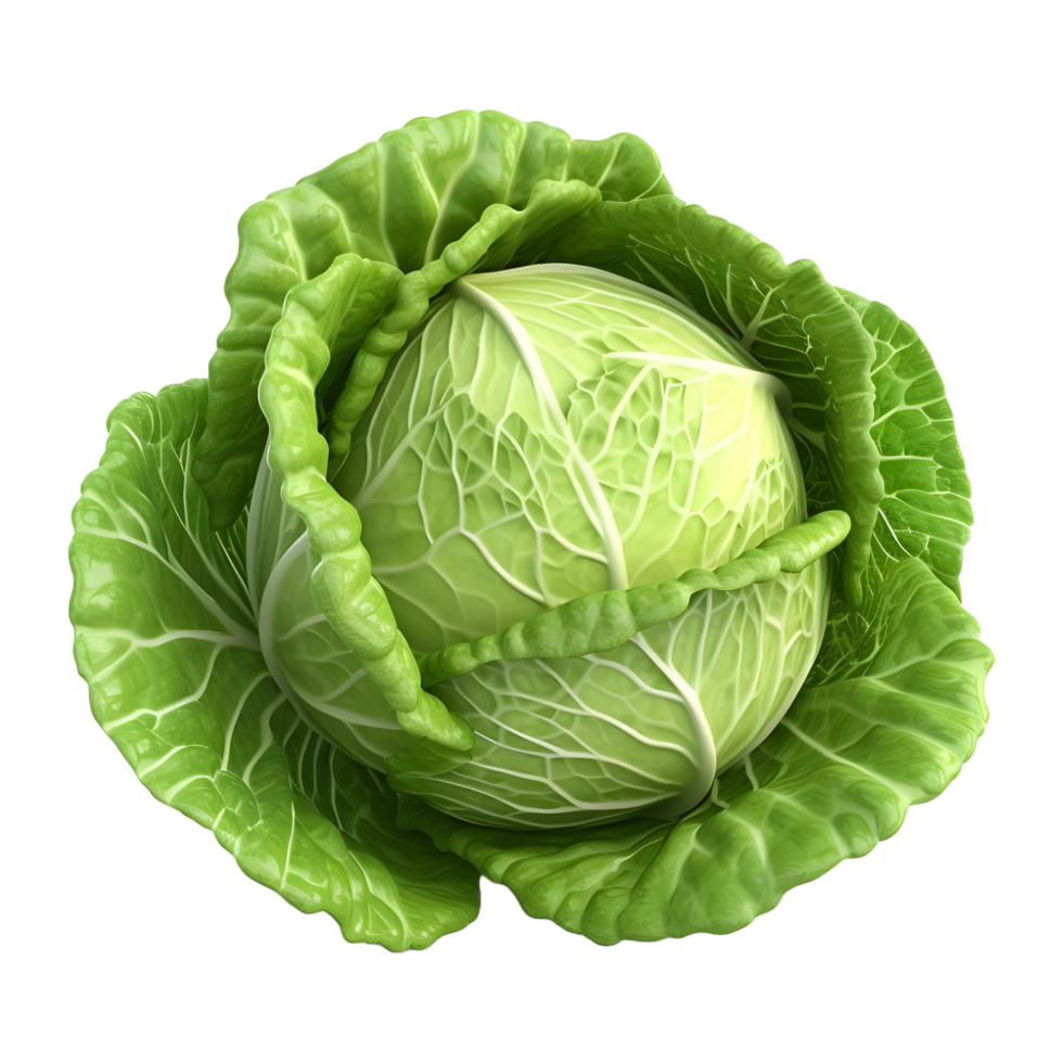 AI generated 3D Rendering of a Green Cabbage on Transparent Background - Ai Generated png