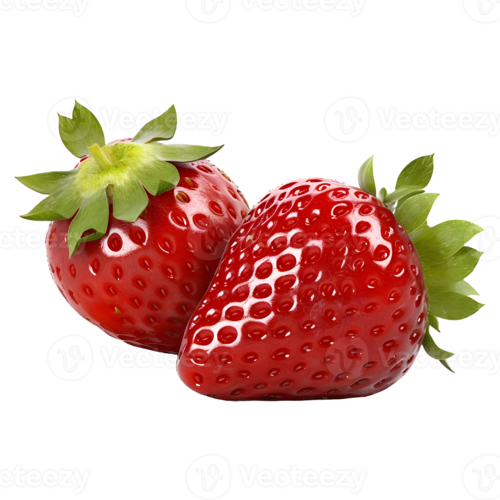 AI generated Strawberries With Leaves on Transparent background - Ai Generated png