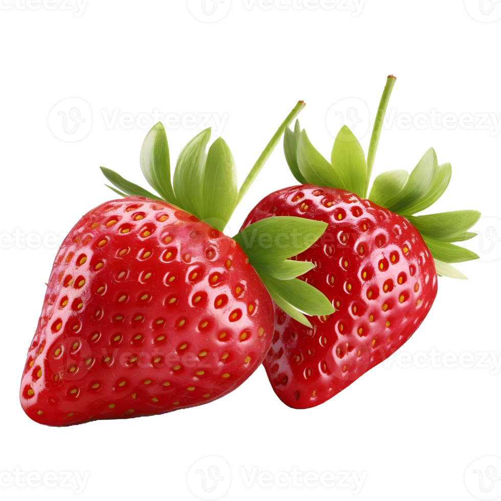 AI generated Strawberries With Leaves on Transparent background - Ai Generated png