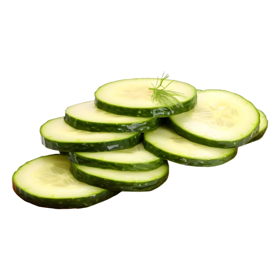 ai gerado pepino fatias com folhas em transparente fundo - ai gerado png