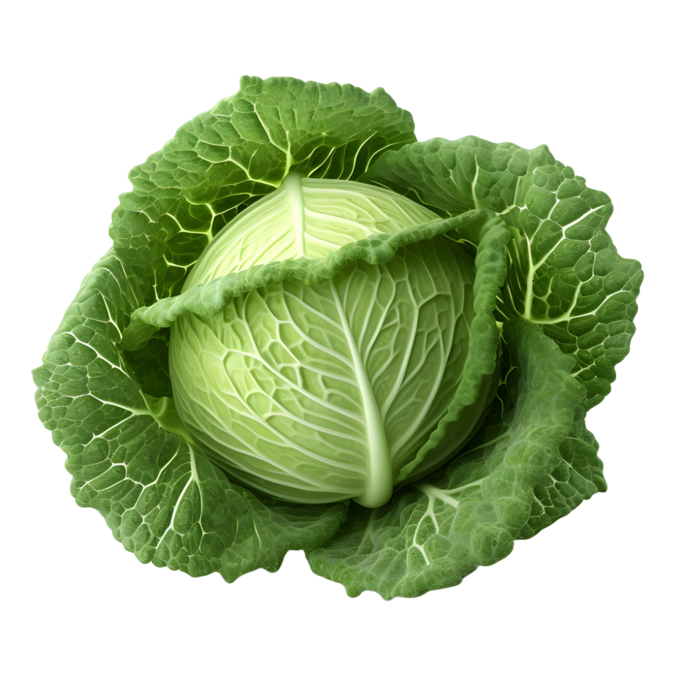 AI generated 3D Rendering of a Green Cabbage on Transparent Background - Ai Generated png