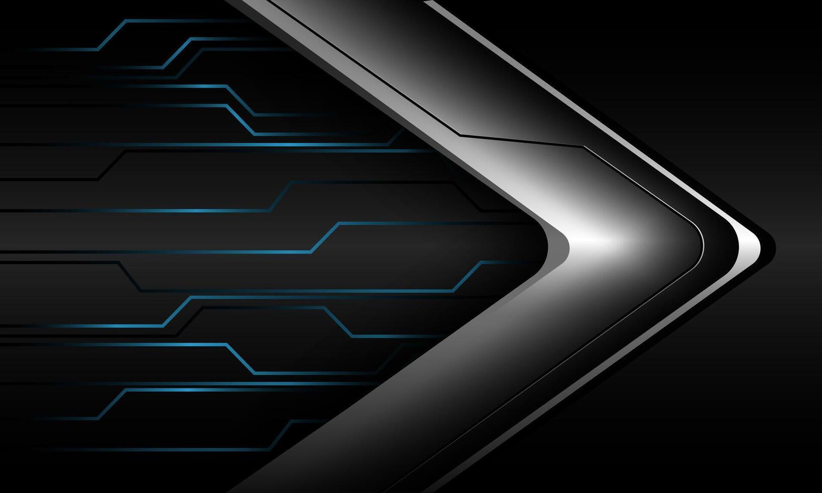 Abstract silver arrow direction blue energy light cyber black metallic geometric design modern futuristic technology background vector