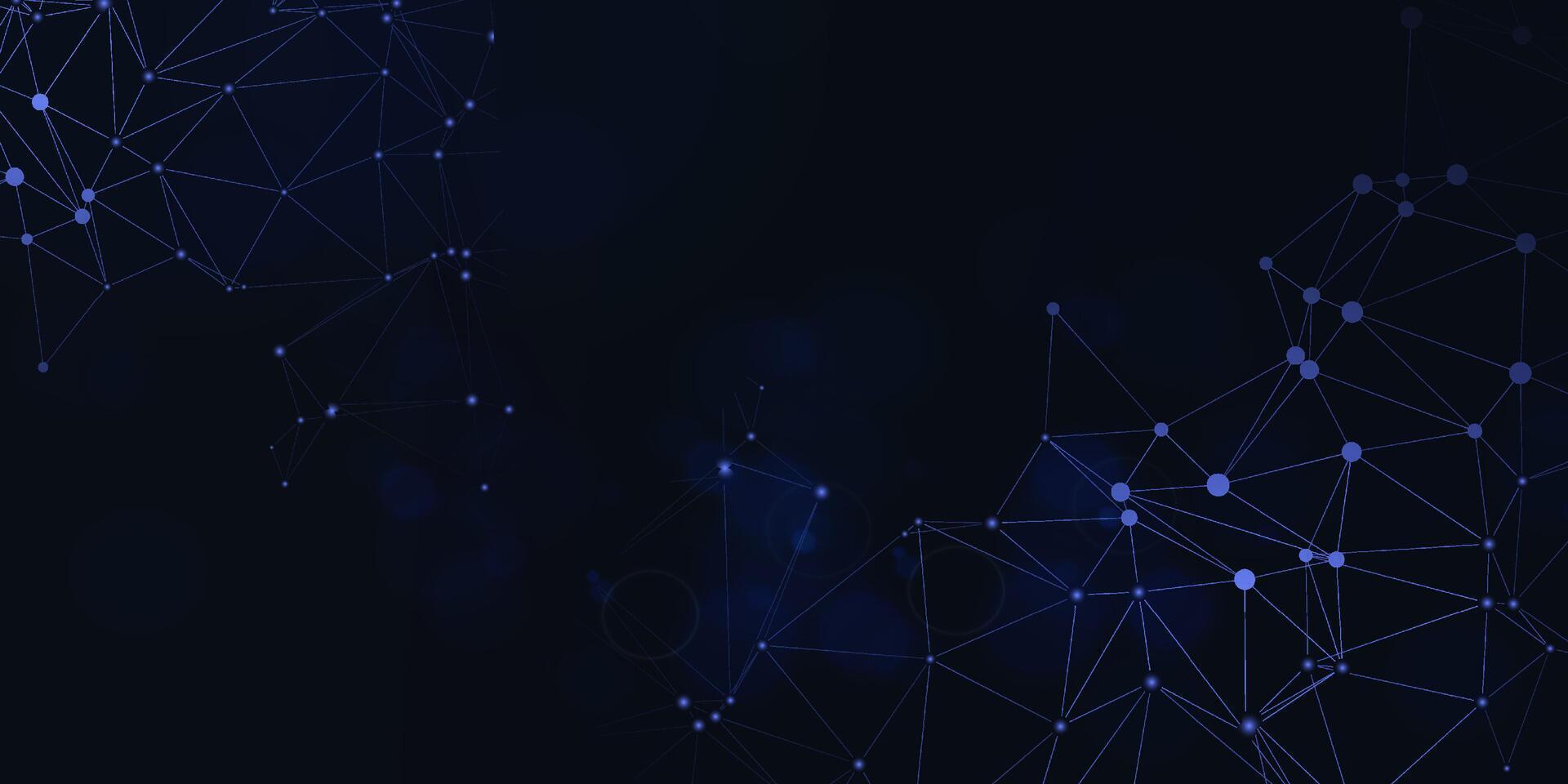 Digital technology futuristic internet network connection dark black background, blue abstract cyber information communication, Ai big data science, innovation future tech, line illustration vector 3d