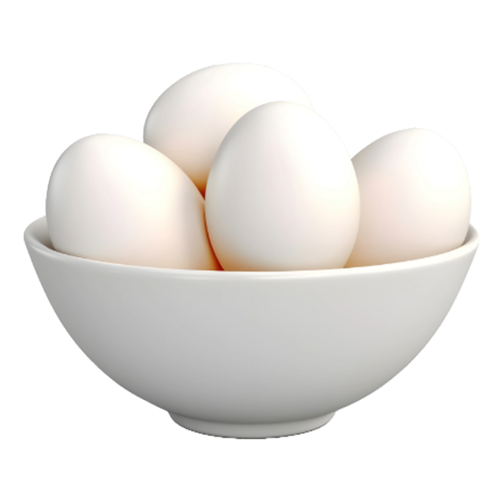 AI generated 3D Rendering of a White Eggs in a Bowl on Transparent Background - Ai Generated png