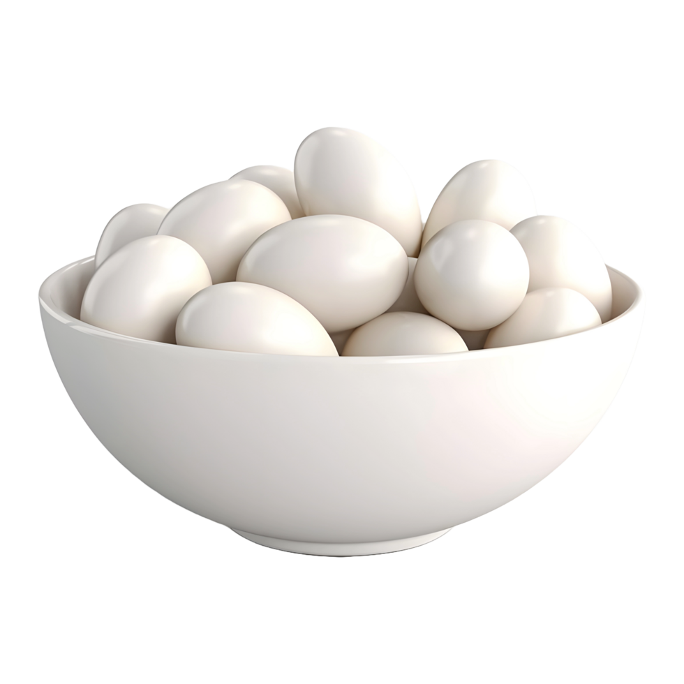 AI generated 3D Rendering of a White Eggs in a Bowl on Transparent Background - Ai Generated png