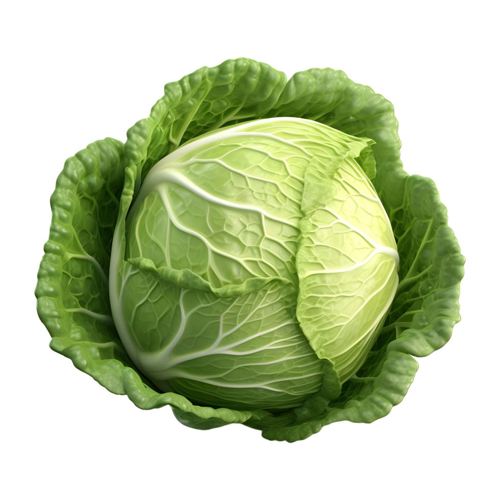 AI generated 3D Rendering of a Green Cabbage on Transparent Background - Ai Generated png