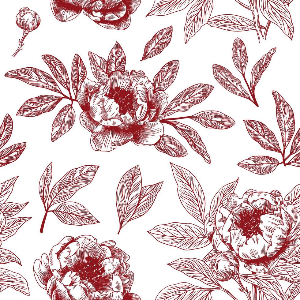 resumen moderno floral sin costura modelo con mano dibujado flor en toile Delaware alegría estilo. retro elegancia repetir impresión. Clásico diseño para tela, fondo de pantalla o envase vector