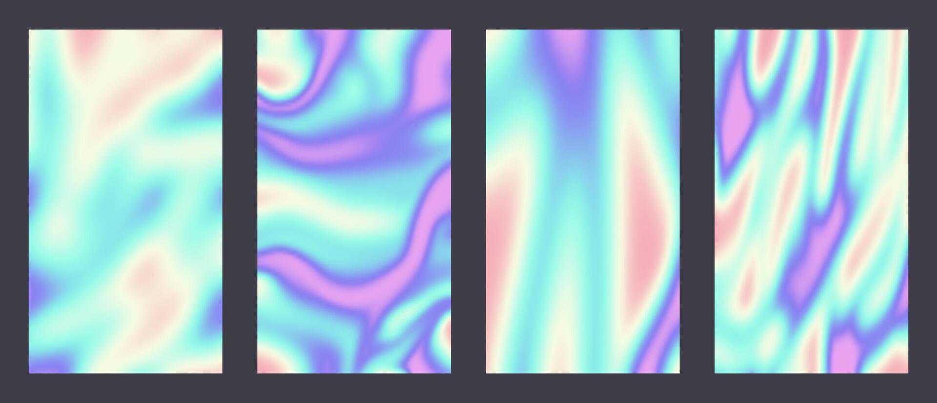 Y2k Holographic Aesthetic abstract gradient pastel rainbow unicorn background with translucent neon blurred pattern. Social media stories highlight templates for digital marketing for stories vector