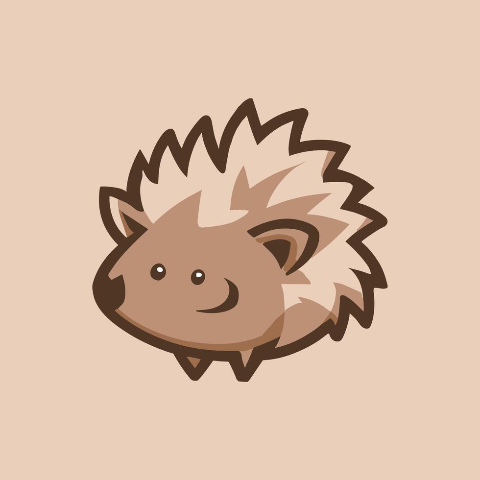 clean and adorable vector logo of a hedgehog