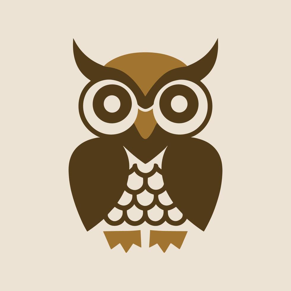 minimalist and cute vector logo of an owl