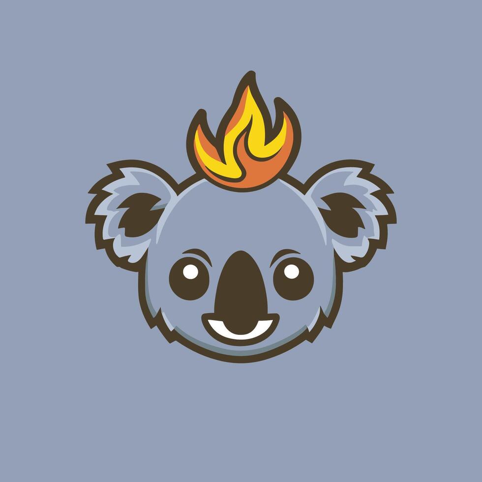 cute and sleek vector logo of a koala with Fire