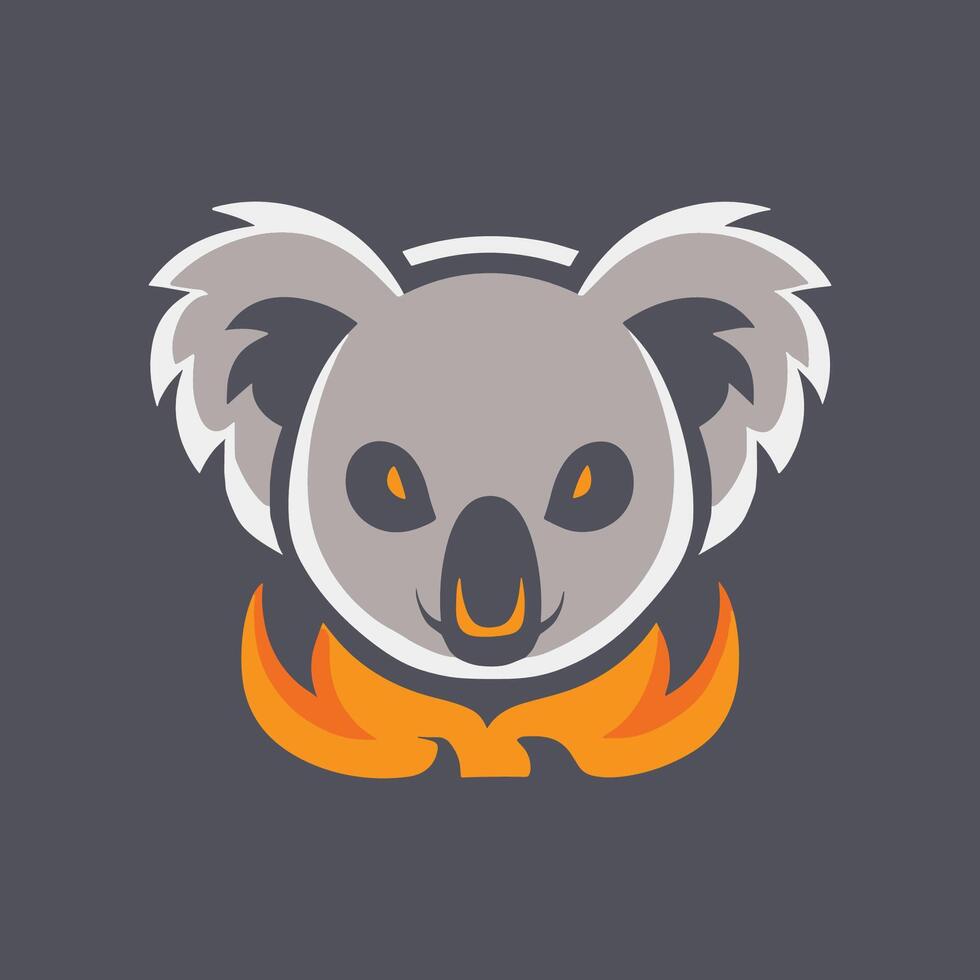 linda y pulcro vector logo de un coala con fuego