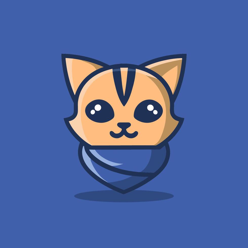 minimalista y adorable vector logo con un estilizado gato