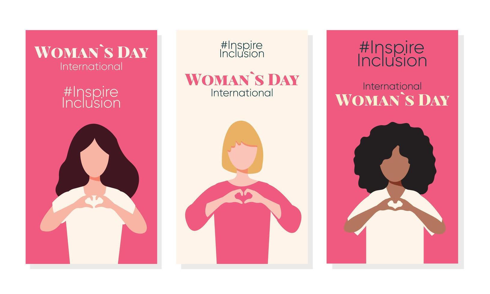 Inspire inclusion set of vertical backgrounds for International Women s day. IWD 2024 campaign vector